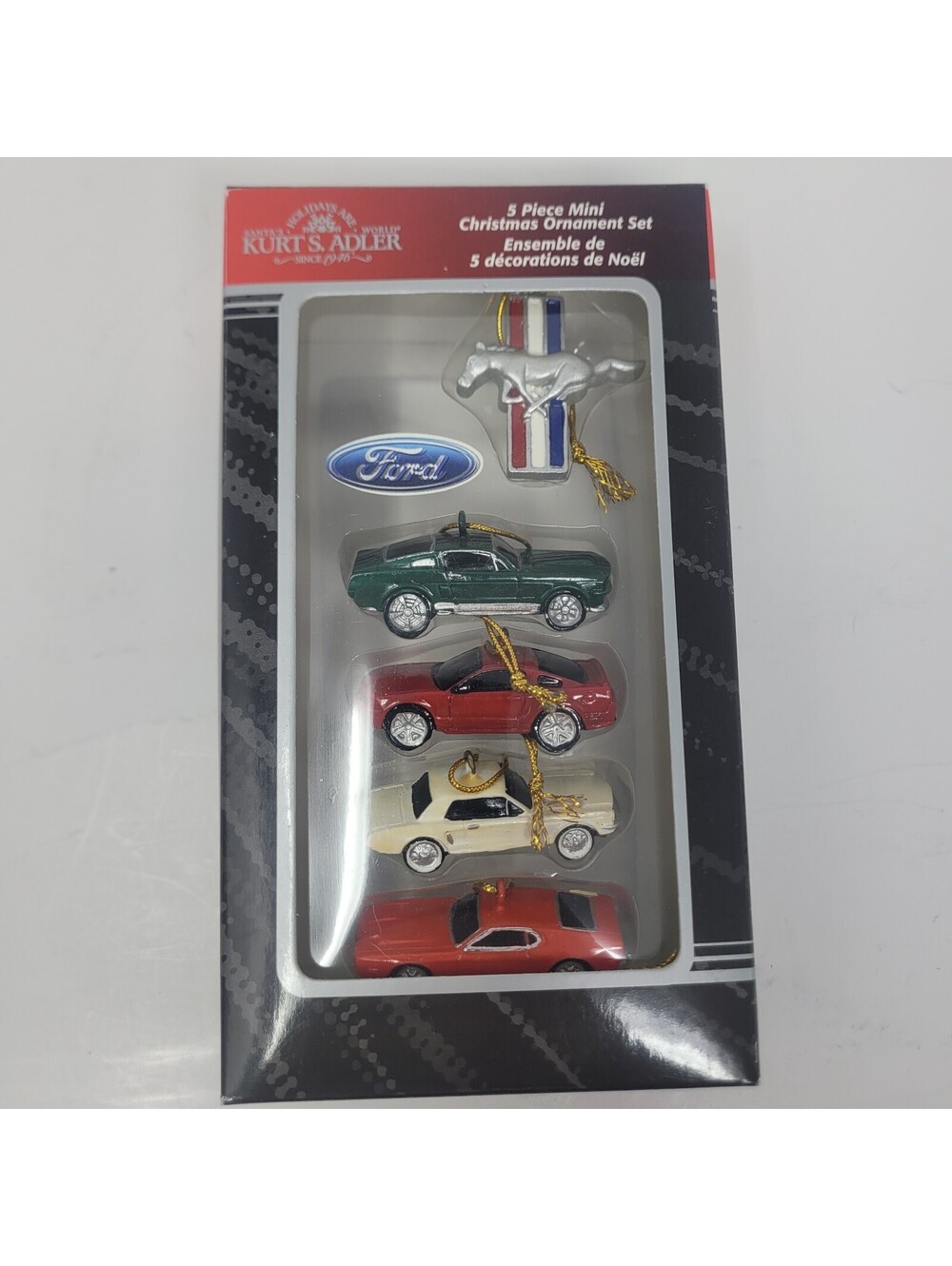 Kurt S Adler Ford Mustang 5 Piece Mini Christmas Ornament Set 2007 Vehicles Box
